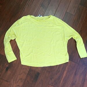 Crown & Ivy chartreuse yellow & white striped Slouchy Dolman sleeve top size XL